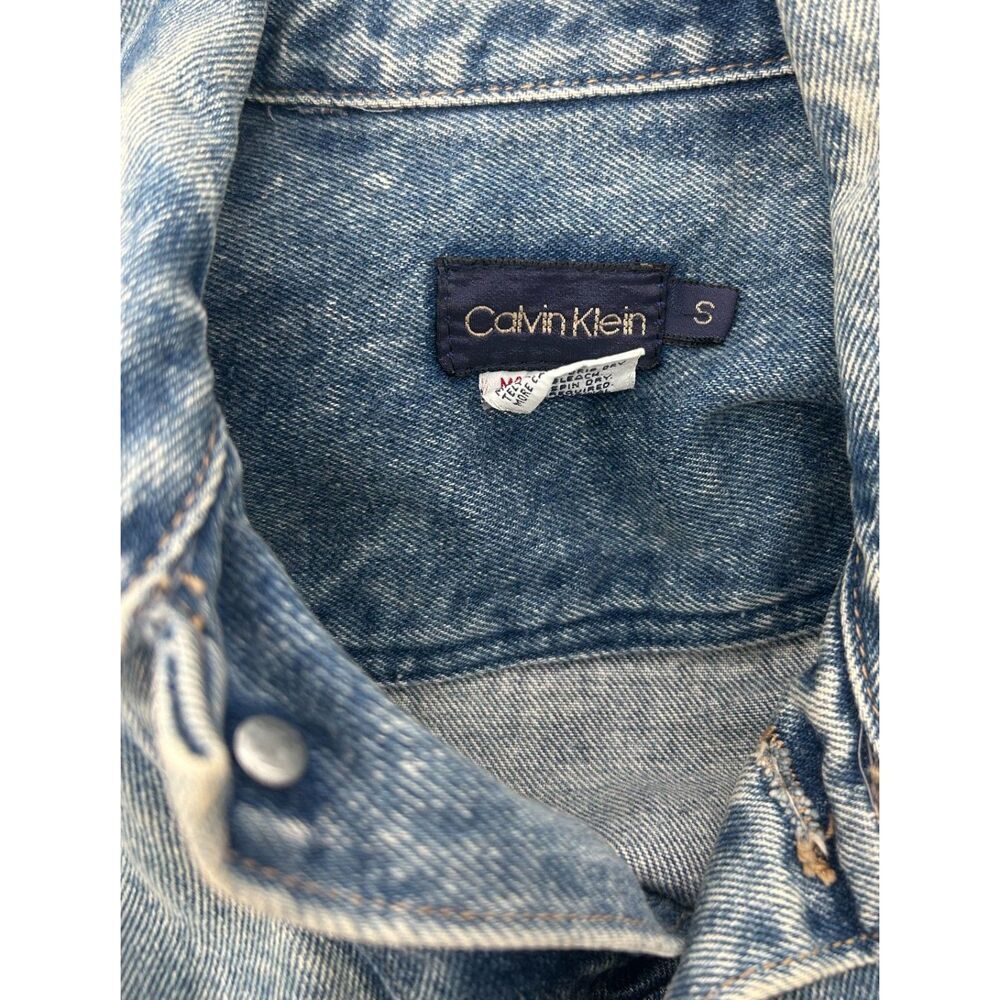 Vtg Calvin Klein Denim Trucker Jacket Blue Jean Classic Style USA made Medium - Picture 5 of 5